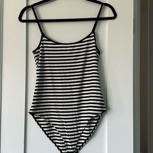 Black and White Striped Bodysuit